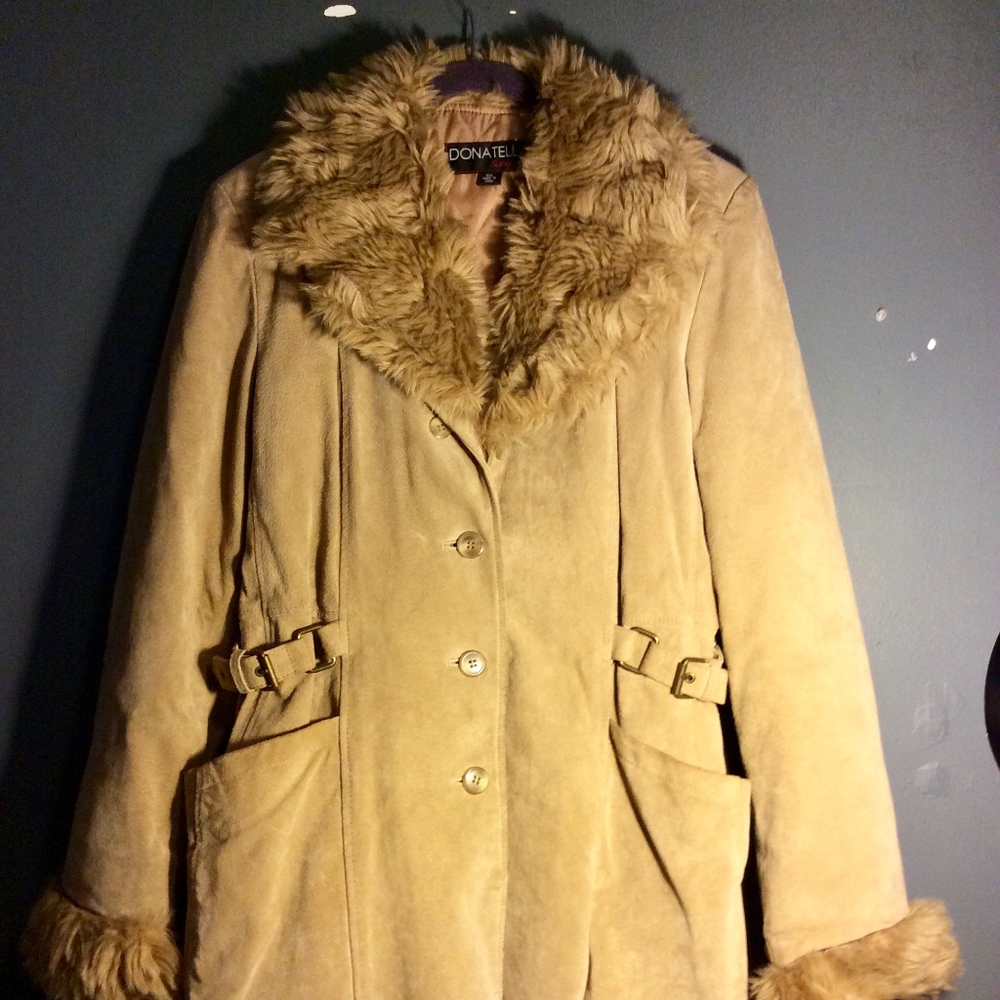 Suede Jacket with removable fur lining